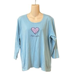 Life is Good Women’s 3/4‎ Sleeve Impress Heart Shirt